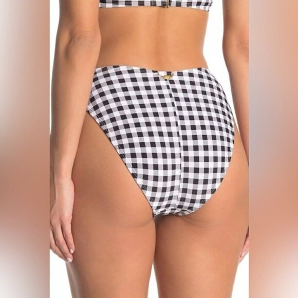 NWT Betsey Johnson Bikini Bottoms Size Large Black White Gingham Print - Picture 2 of 7